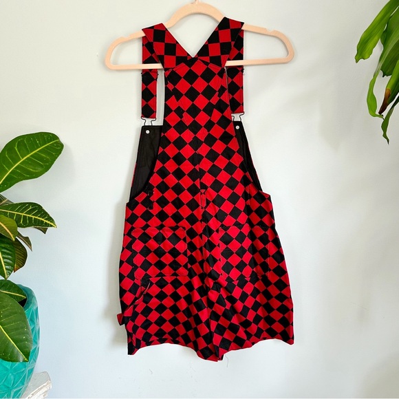 SALE NWT Black Friday Harlequin Checkered Overall Shorts, ModCloth, Harley Quinn - Picture 5 of 9